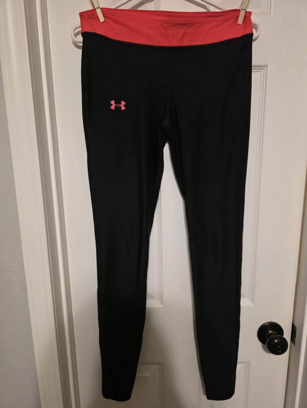 Under Armour Black Leggings with Pink Waistband and Logo